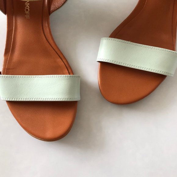 Rebecca Minkoff Mint Green and Gold Bazzle Sandal - Picture 6 of 7